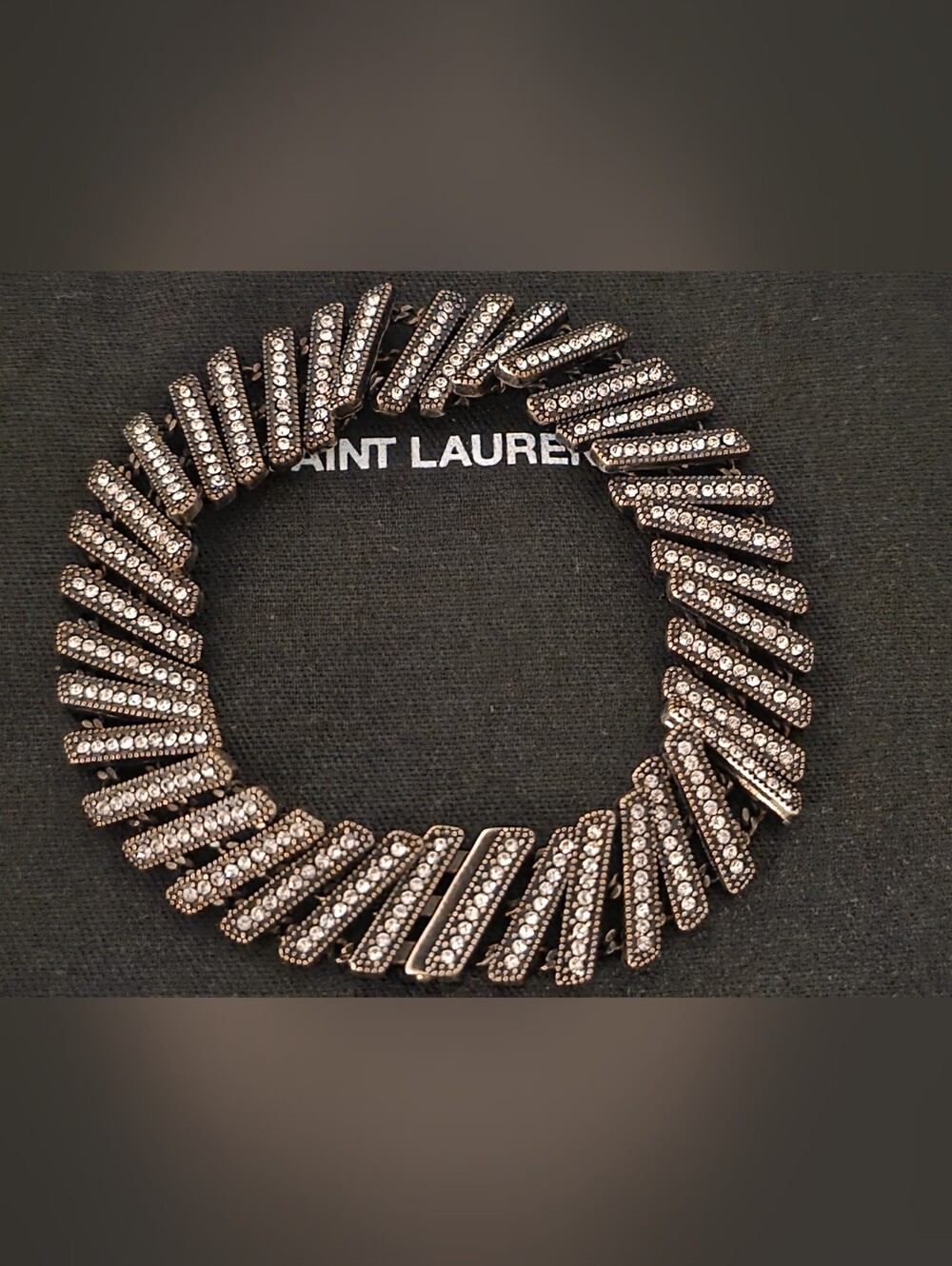 Saint Laurent Crystal-Embellished Black Statement Necklace